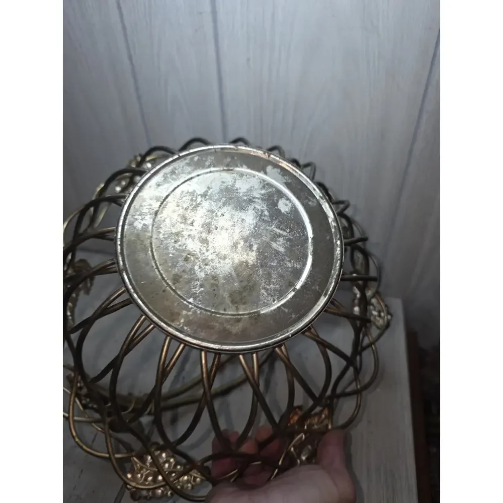 Vtg Godinger Silver Co Woven Baskets Grape Motif Swivel Handle 8